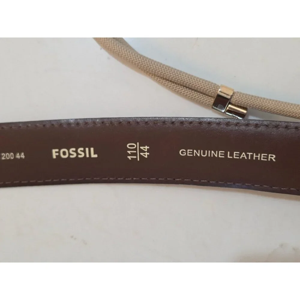 Fossil Mens Aiden Belt Sz 44‎ Deep  Brown Genuine Leather Antique Nickle Buckle